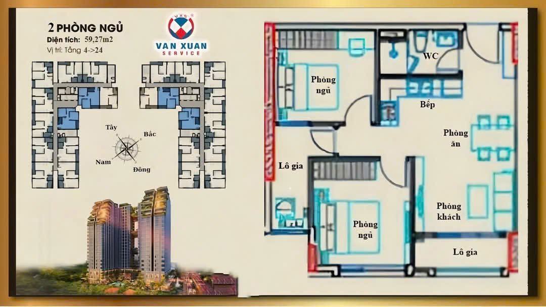Căn Hộ 2 Phòng Ngủ Happy One Sora 60m2